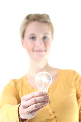 girl with glowing light bulb