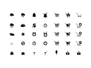 Simple, modern web icons - weather and online shopping