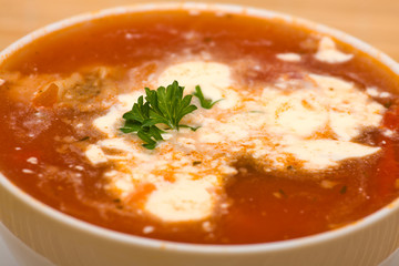 Borshch, traditional Russian and Ukrainian soup