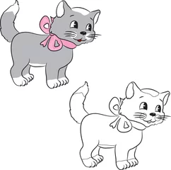 Türaufkleber Malbuch. Eine süße Cartoon-Katze. Vektor-Illustration © ARNICA