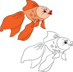Türaufkleber Malbuch. Cartoon-Goldfisch. Vektor-Illustration © ARNICA