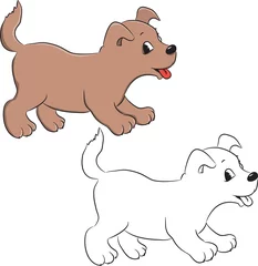 Deurstickers Kleurboek. Een leuke tekenfilmhond. vector illustratie © ARNICA