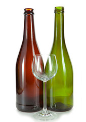 Two bottles and glass