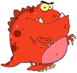 Red Dinosaur Cartoon Character
