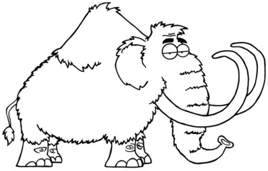 Outlined Mammoth Cartoon Character
