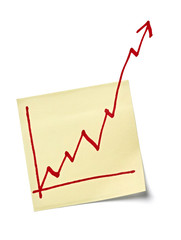 finance business graph on note paper economy going up