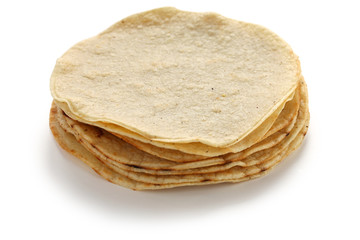 a stack of corn tortillas, mexican food