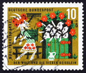 Postage stamp Germany 1963 Scene from The Wolf and the Seven Kid