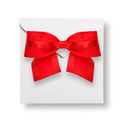 White envelope with red bow