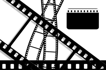 Curved black film sheet on background white