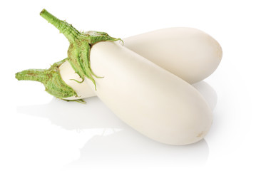 Two white eggplants