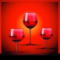 Fotobehang three goblets with wine on bright background © Olga Naidenova