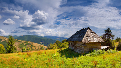 Beautiful summer landscape in the mountains village
