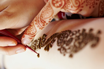 Henna art on woman's hand