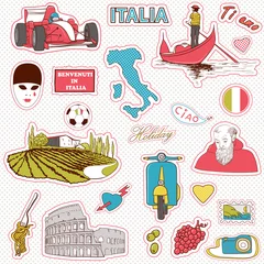 Peel and stick wall murals Doodle Italy travel icons