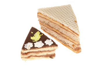 Delicious cakes on a white background