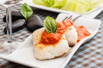 fish on sauce