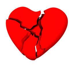 Broken red heart 3d