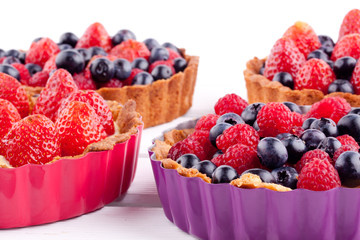 strawberry,blueberry and raspberry tarts