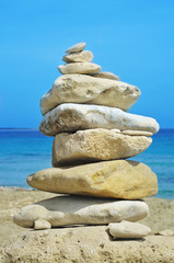 stack of stones on a beach