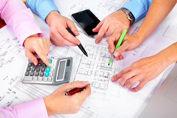 Business people group hands.