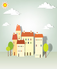 Fototapeta premium group paper townhouses
