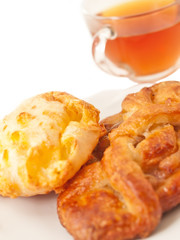 Delicious freshly baked pastry filled with cheese and fruits