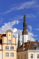 Obraz premium View to St. Olaf Church and Holy Spirit Church in Tallinn