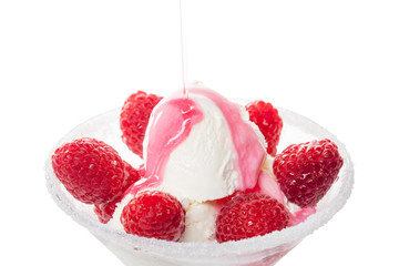 Ice Cream with Raspberries