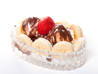 Ice Cream with Strawberries and Bananas
