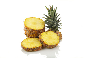 Fresh sliced pineapple isolated on white
