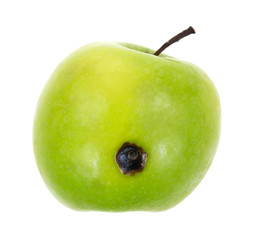 Green apple with bad spot