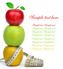 apple collection with measuring tape isolated