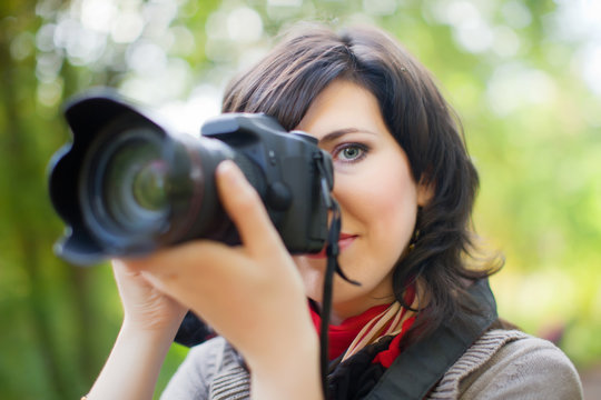 photographer with camera outdoor