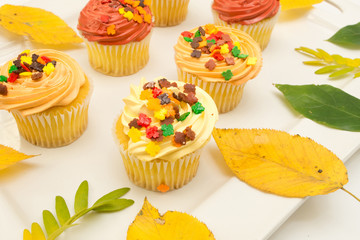 Cupcakes with autumn decoration
