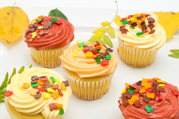 Cupcakes with autumn decoration
