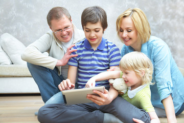 Family with gadgets