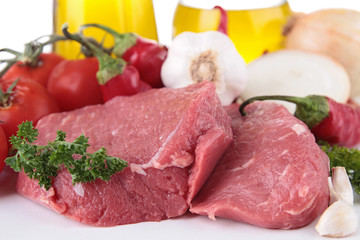 raw meat and ingredient