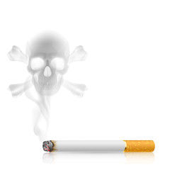 Naklejka premium Cigarette and Skull shaped smoke