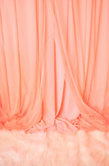 Pink Curtain and white fur carpet, Background for wedding - 45264502