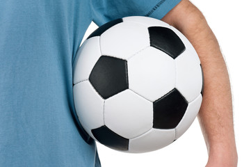 Man with classic soccer ball