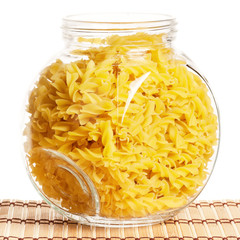 Pasta in glass pot