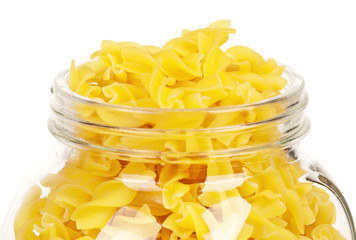 Pasta in glass pot