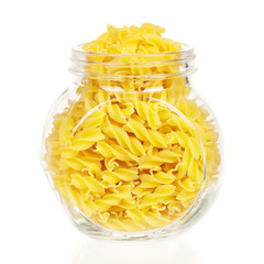 Pasta in glass pot