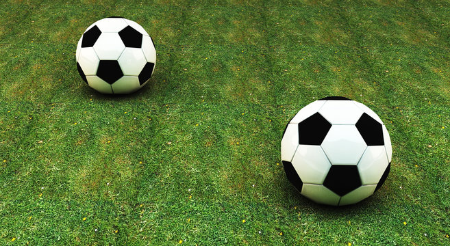 3d Soccer ball on the grass