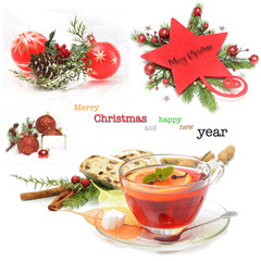 Group of Christmas objects isolated on white background