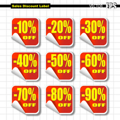 Set of Sales Label with Percent of Discount