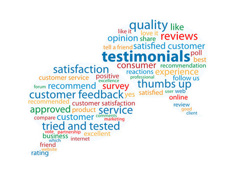 TESTIMONIALS Tag Cloud (customer satisfaction experience button)