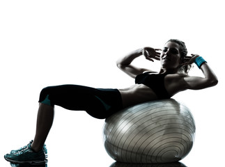 woman exercising fitness ball workout