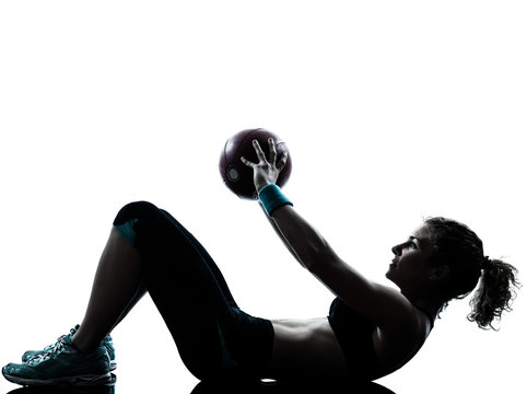 woman exercising fitness ball workout
